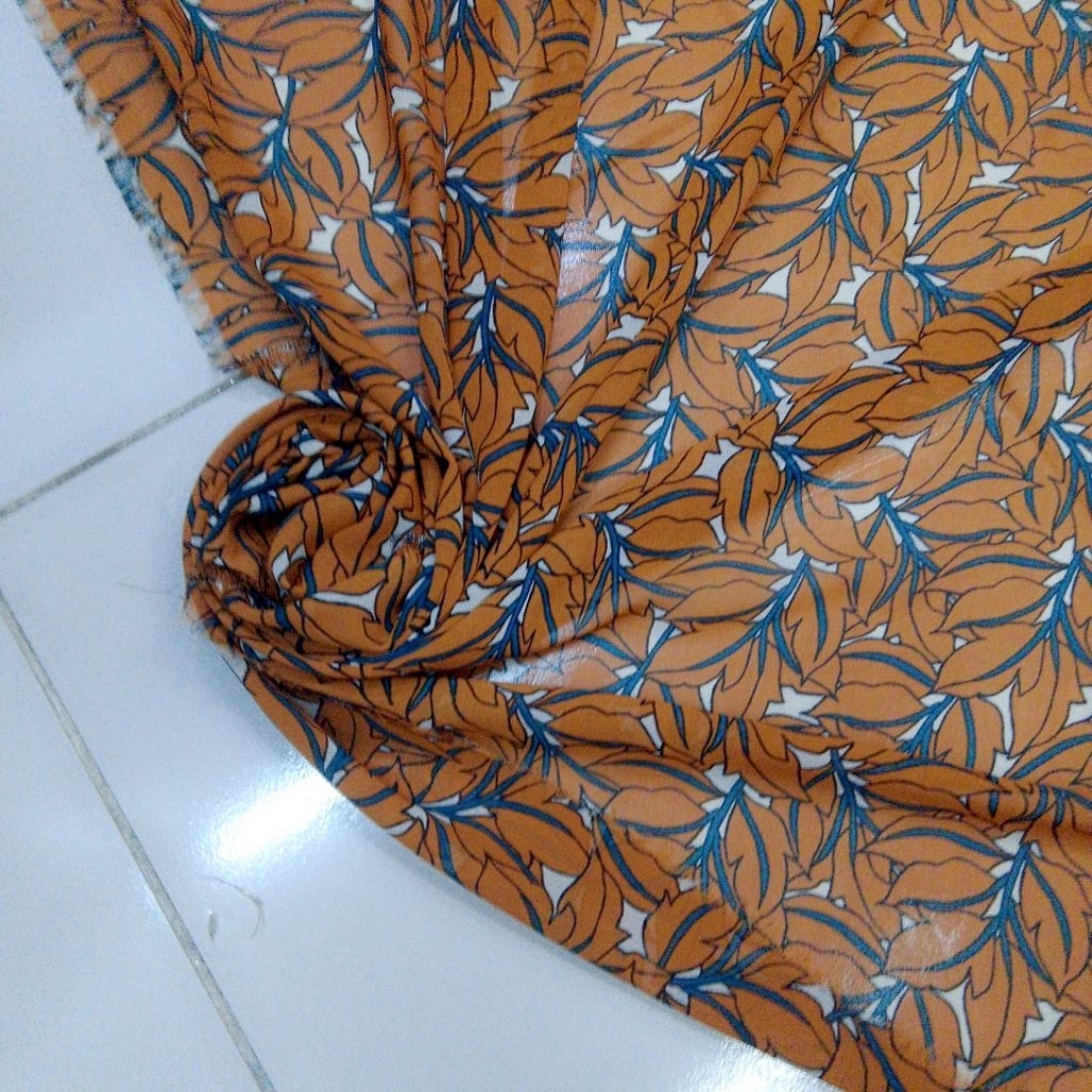 Kain Ceruty Baby Doll Motif Bunga Import – Bahan Flowly Lembut Jatuh untuk Gamis / Hijab / Dress zk