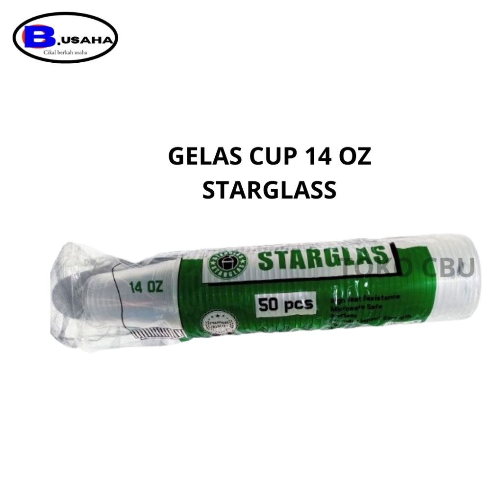 Gelas Cup OZ Starglass ukuran 14, 16