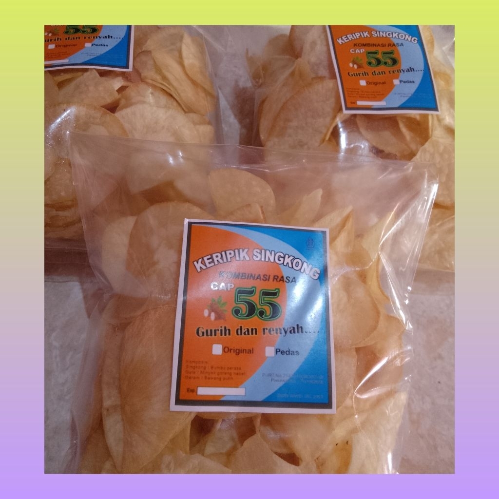 

Keripik singkong ( 200 gr) 3 bungkus gratis 1 bungkus simping