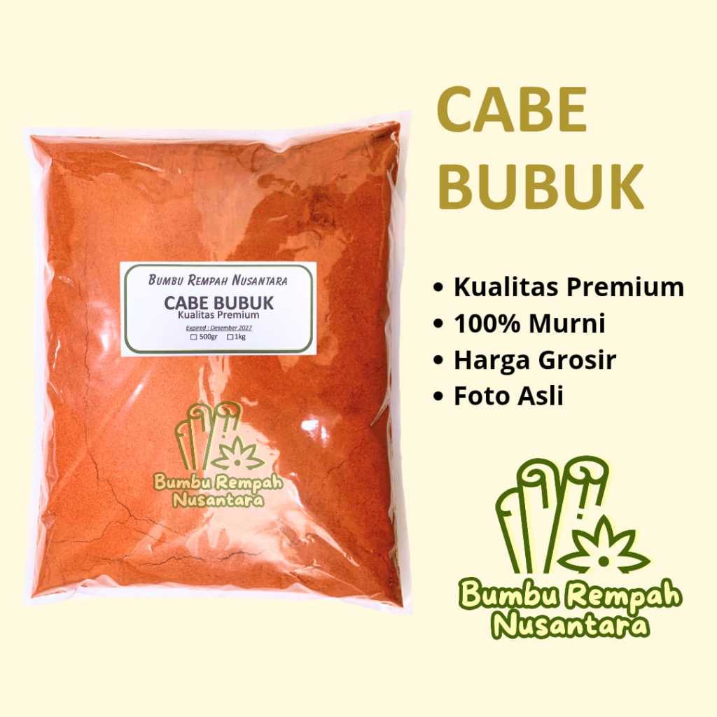 

Cabe bubuk 500g 1kg - Rempah Asli Murni | BUMBU REMPAH NUSANTARA | Bumbu Dapur Nusantara Grosir Murah