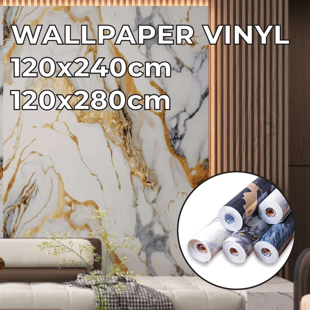 Wallpaper Foam 3D Wallpaper Dinding Marmer Mewah Stiker Dinding Wallpaper Pvc