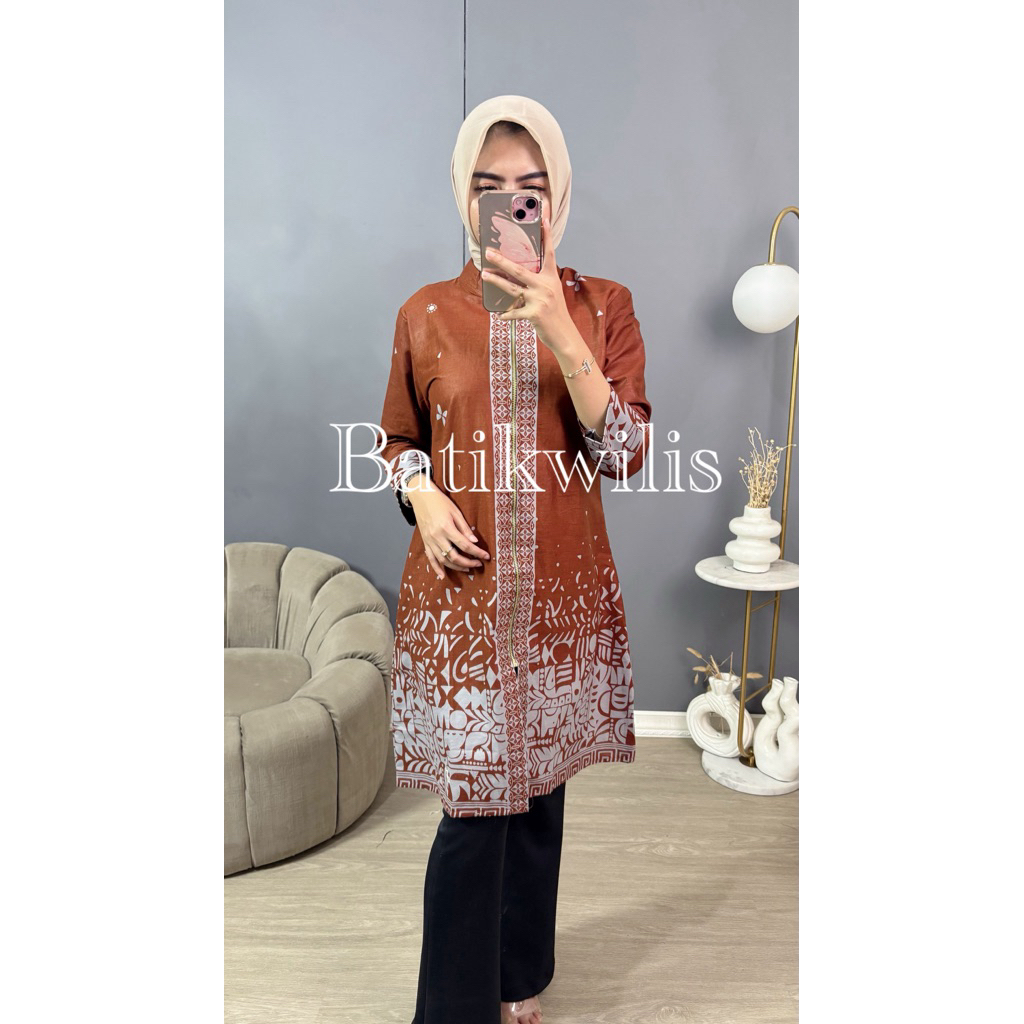 Batik Couple  Jumbo ( Wilis Batik ) - Atasan Tunik Couple Full Kancing Depan