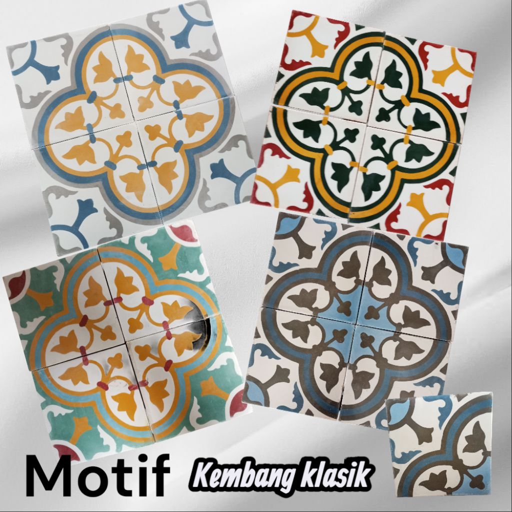 Ubin Tegel Motif Klasik Lantai Rumah Konsep Retro 20x20cm