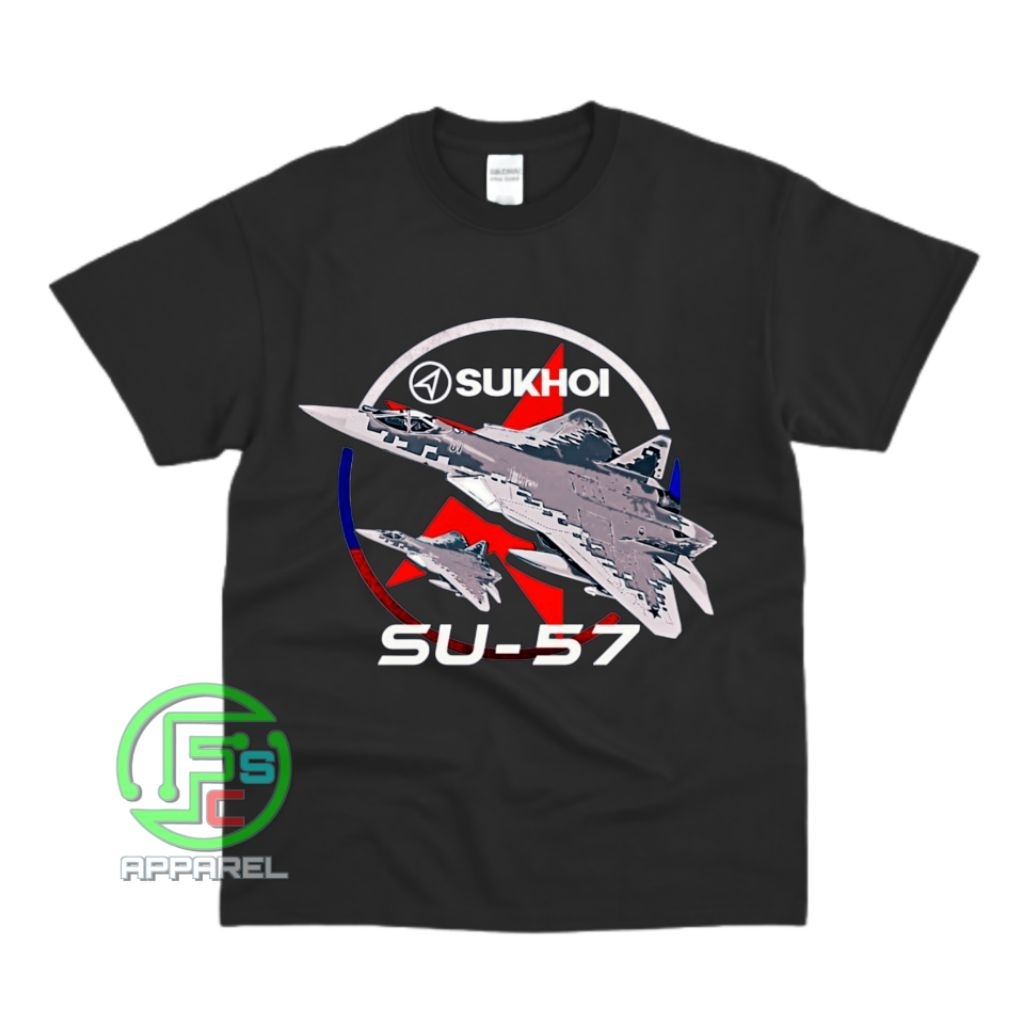 Kaos anak laki laki dan perempuan motif gambar pesawat jet sukhoi su-57 t shirt lengan pendek baju s