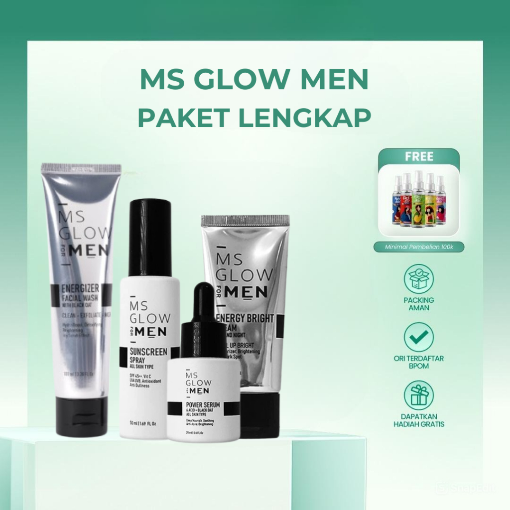 MS Glow for Men 1 Paket Lengkap Original 100% Skincare Pria untuk Wajah Kusam Berjerawat & Berminyak