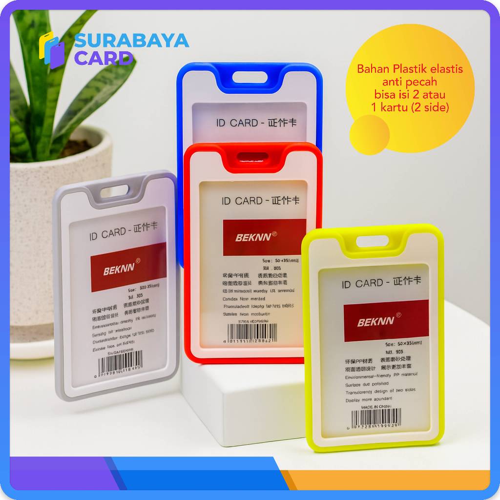 

BEKNN wadah id card isi 2 kartu card holder plastik anti pecah casing kartu idcard 1 set dengan tali