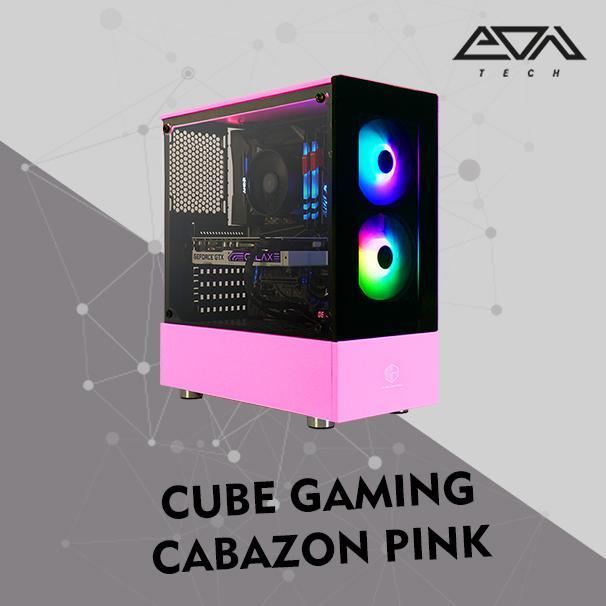 CUBE GAMING CABAZON PINK PC Gaming Case Casing ATX Free 2Fan