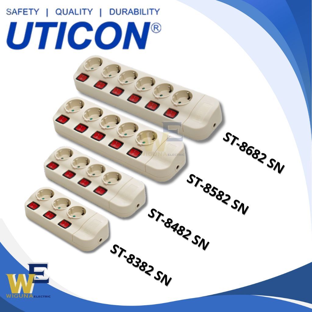 UTICON Stop Kontak 3 lubang - 6 lubang + Saklar