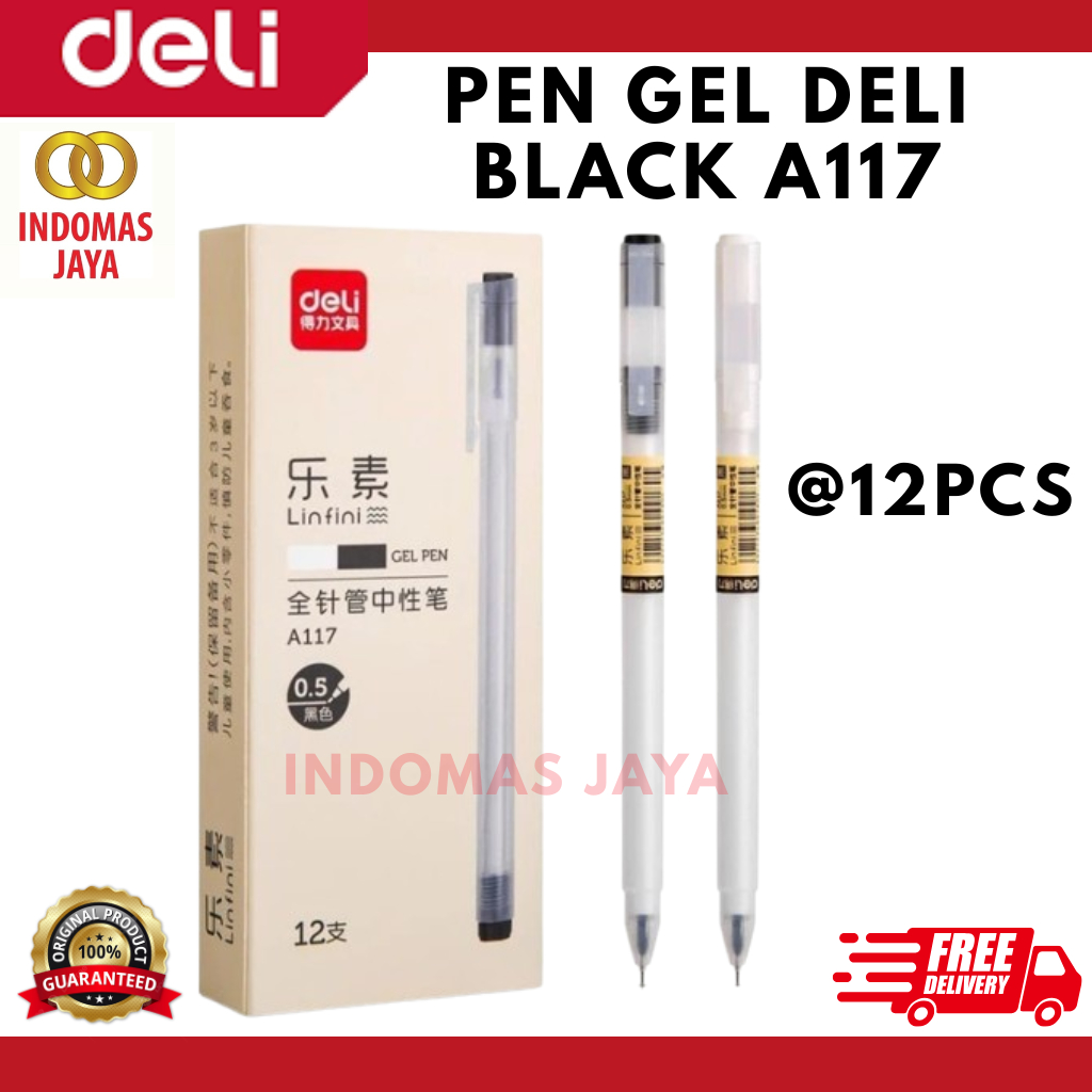 

PULPEN GEL 0.5 MM UJUNG LANCIP PUTIH TRANSPARANT DELI A117 PEN GEL HITAM (HARGA PER KOTAK)