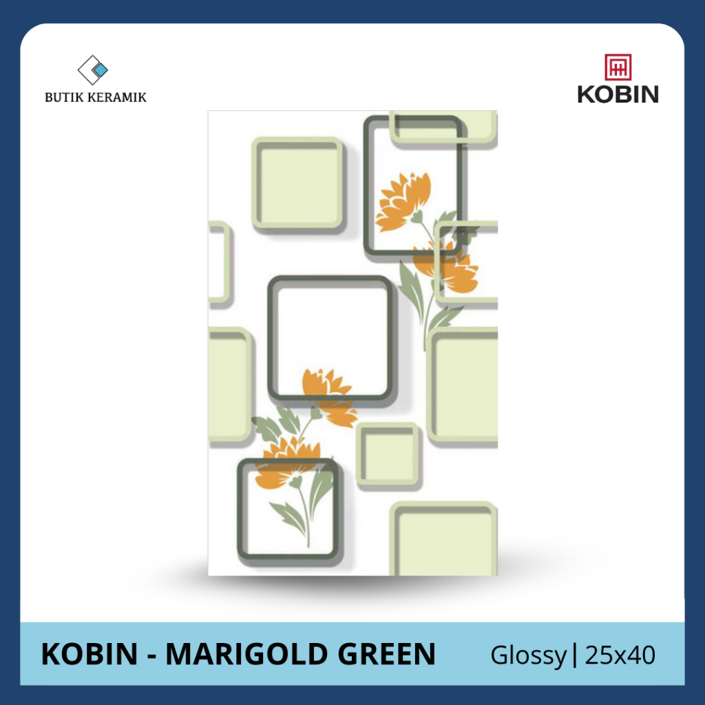 Keramik 25x40 Glossy | Kobin | Marigold Series | Glossy | Grade A / KW 1 | Keramik Dinding Dapur I K