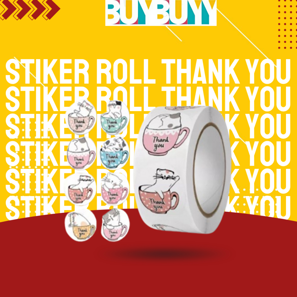 

500 PCS / 1 ROLL STIKER TERIMA KASIH / STICKER THANK YOU Stiker Terima Kasih