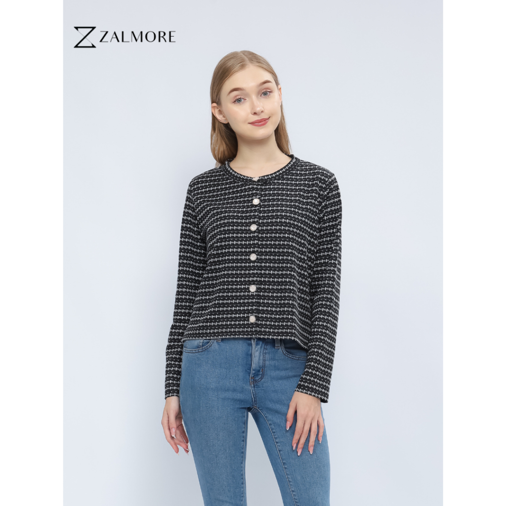 TONGKAT_SAKTI - ZALMORE CARDIGAN PREMIUM TWEED BUTTON TOP OUTER WANITA