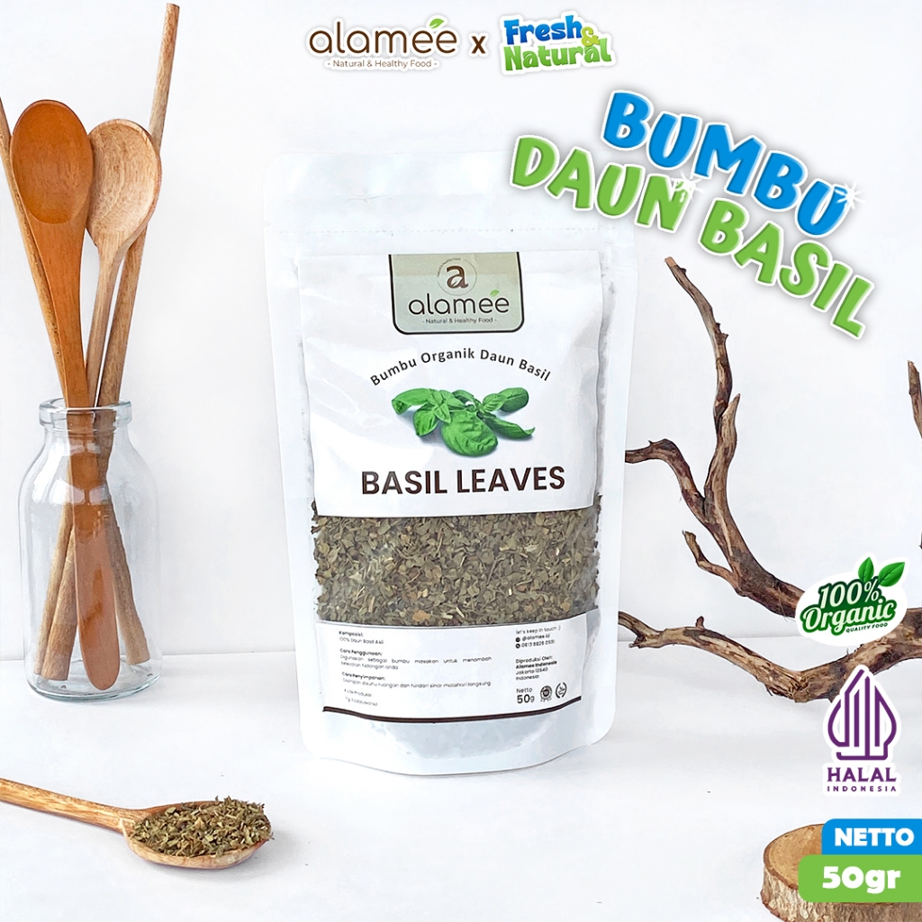 

ALAMEE Daun Basil Kering Bumbu Masak Kering Dapur Dried Leaf Murni Asli 50G fresh and natural
