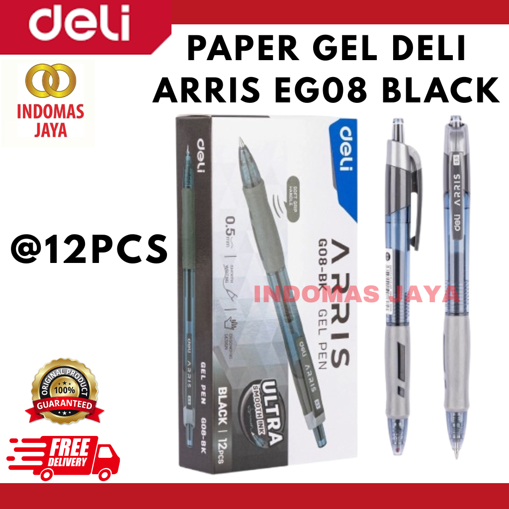 

Pulpen DELI ARRIS Gel Pen 0.5mm - G08-BK Gel Pen Ink Black Bullet tip 0.5mm (HARGA PER KOTAK)