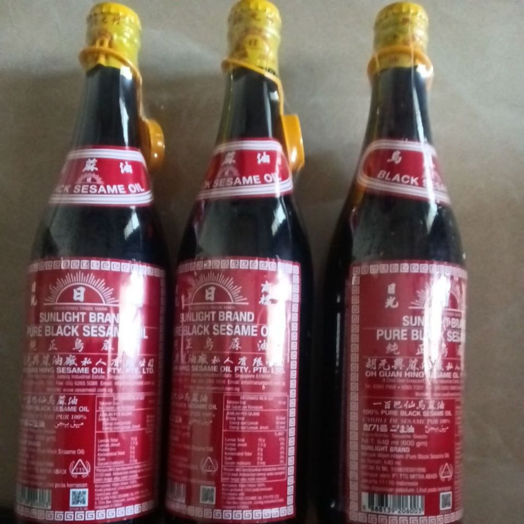 

Pure Black Sesame Oil , Sunlight brand (Singapore)