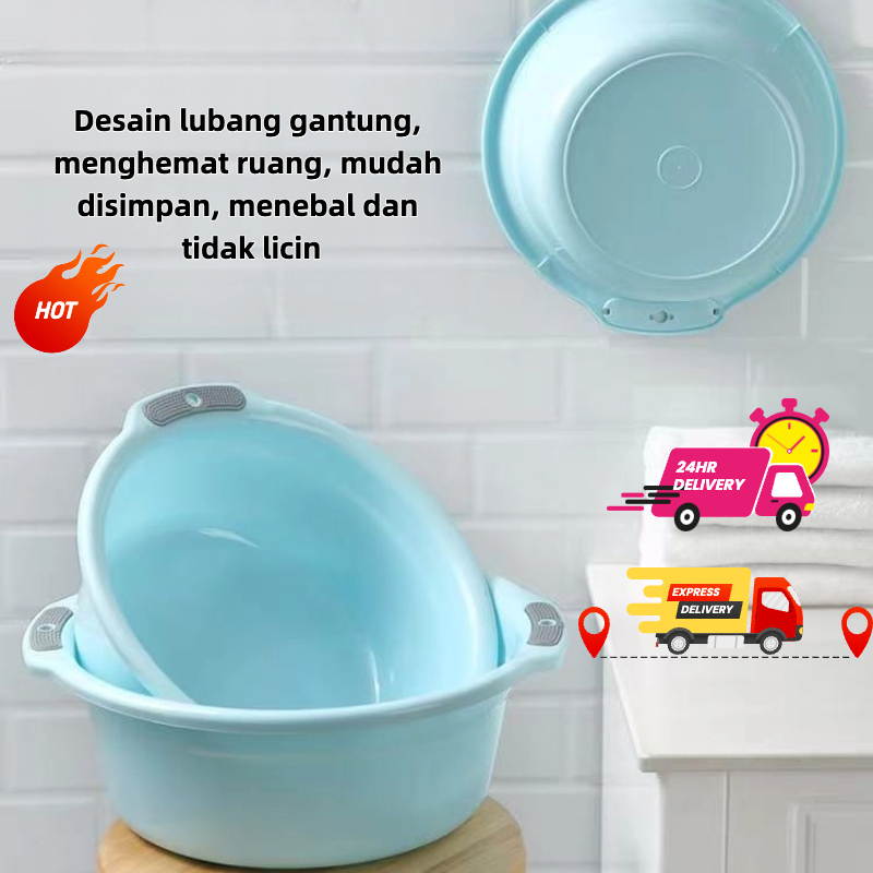 Baskom plastik serbaguna, baskom transparan, baskom penyaring buah dan sayur