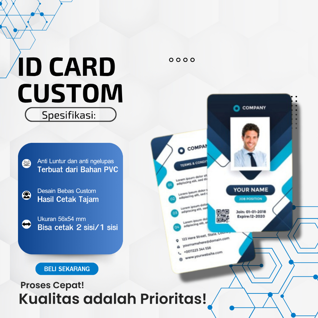 

Cetak ID Card Custom/Kartu Pelajar/Kartu Member Anti Air Full Colour