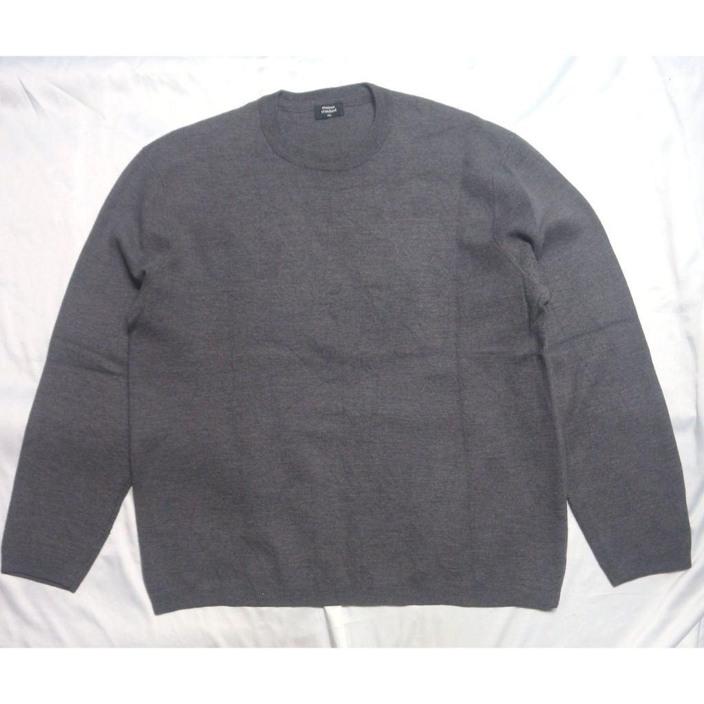 MUSINSA STANDARD Minimal Knit Crew Neck Grey Abu Knitwear Sweater Sweatshirt Crewneck Rajut Wool Jak