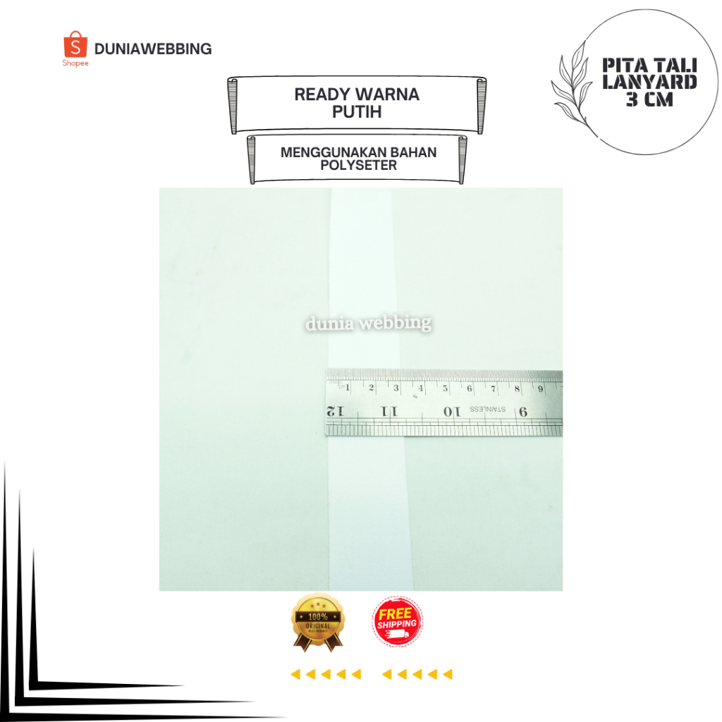 

Tali Pita Lanyard Tissue 3 cm x 50 Yard - Warna Putih 2F61