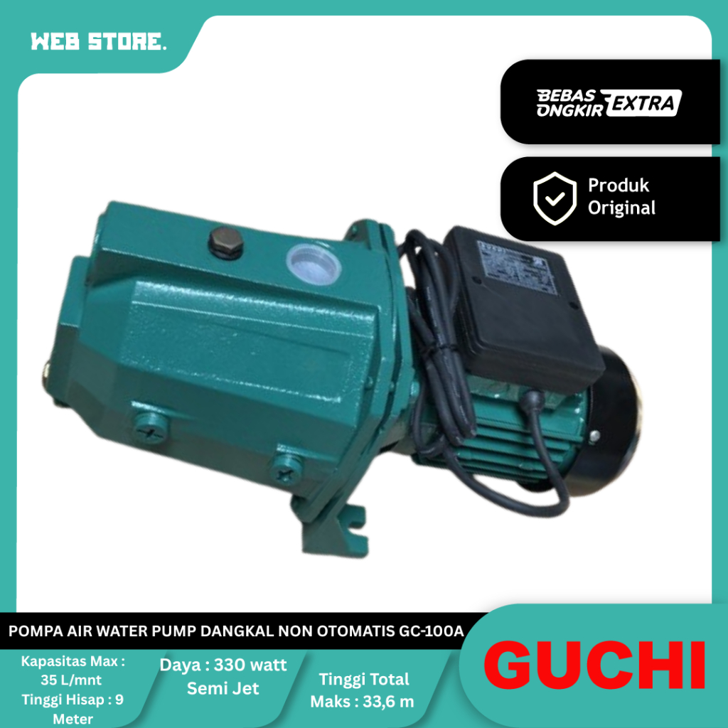 Pompa Air Water Pump Semi Jet Sumur Dangkal Non Otomatis GC-100A GUCHI