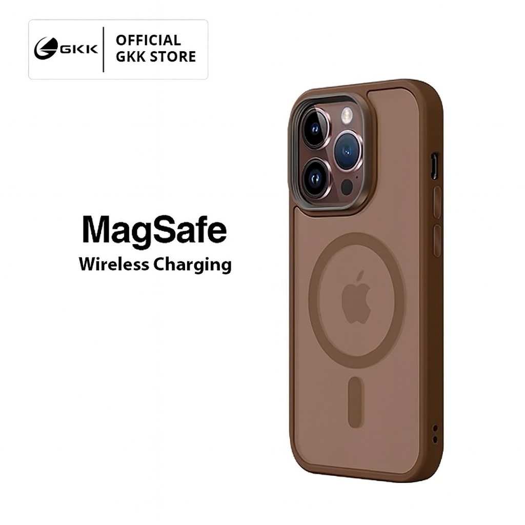 GKK Casing Magsafe Space iPhone 11 12 13 14 15 16 PRO MAX Softcase Brown Anti Yellowing
