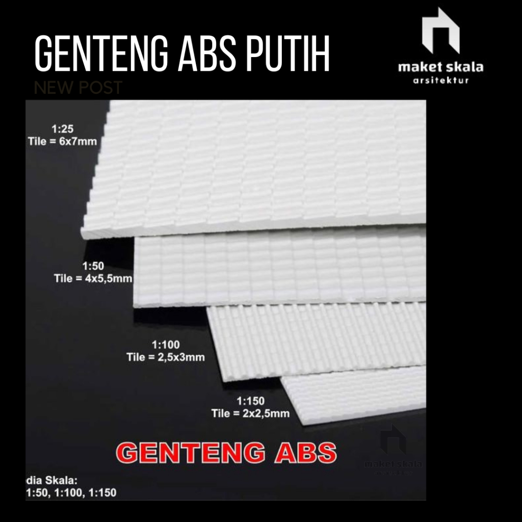 

Genteng ABS Putih Skala 100 ukuran 30x43cm