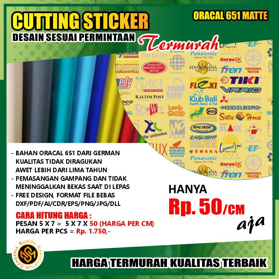 

Cutting Sticker Stiker Cuting Timbul Nama Oracal Matte
