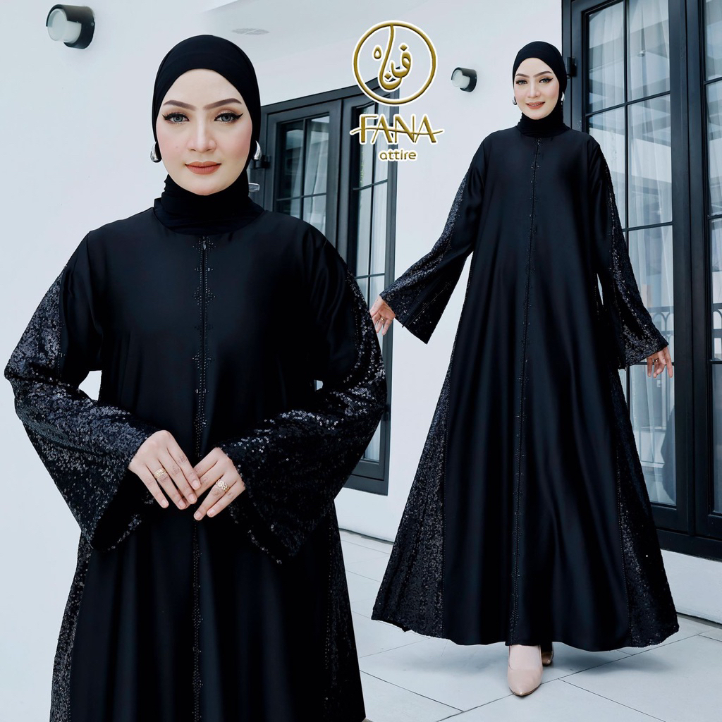 Abaya Arab brukat abaya hitam mewah elegant