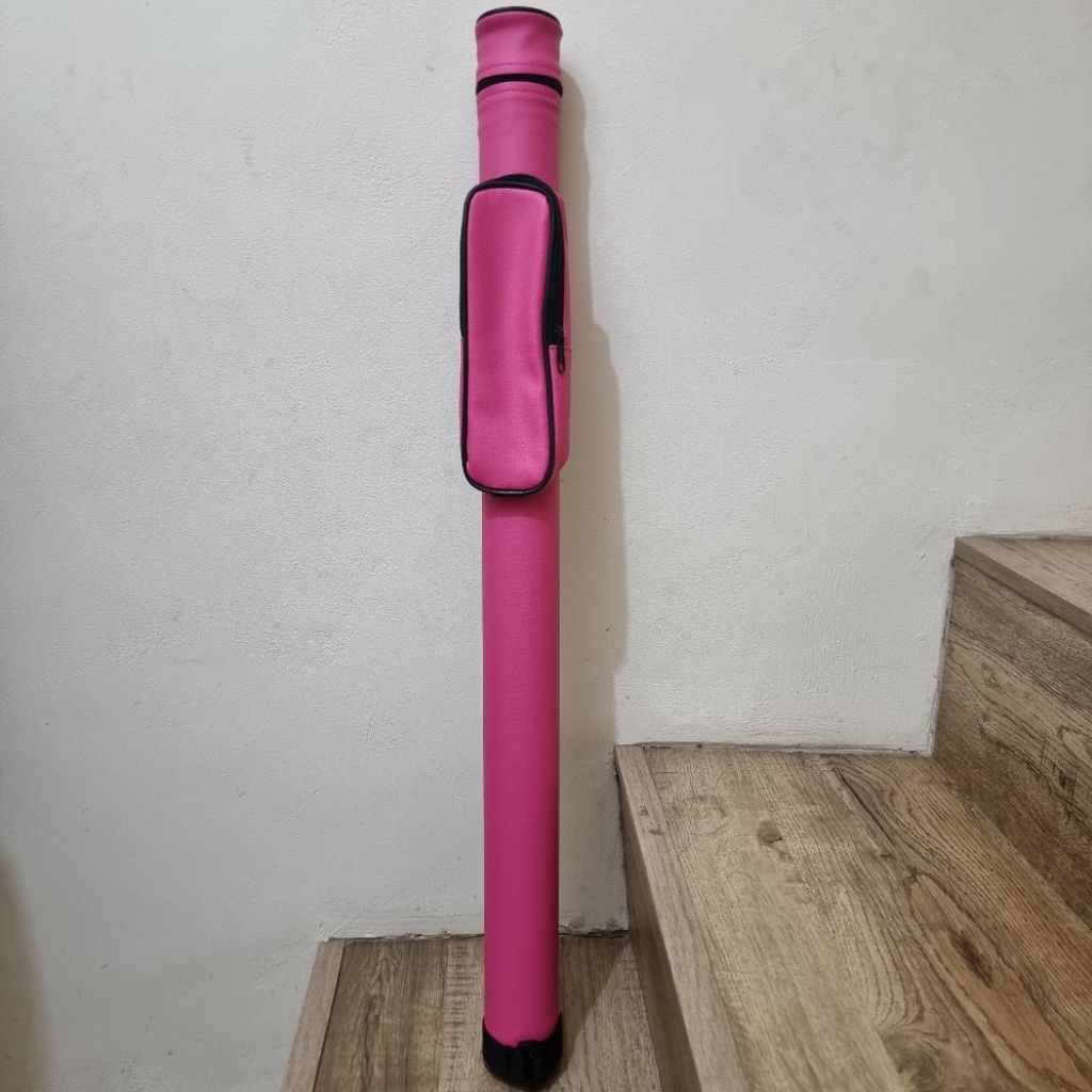 TAS BILLIARD 1X1 CUE BAG TABUNG POCKET PANJANG PINK POLOS