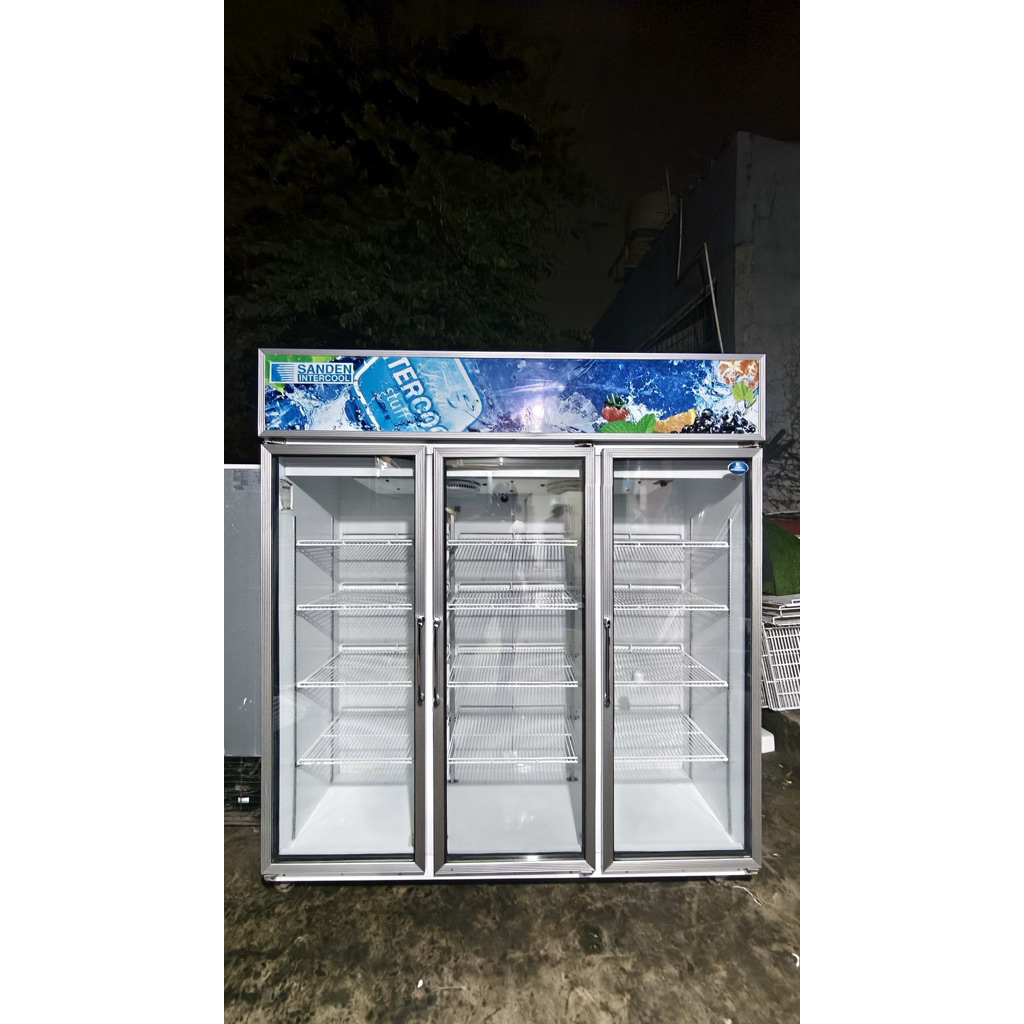 Showcase Chiller 3 pintu SANDEN INTERCOOL SECOND Showcase minuman bekas, Showcase sayur dan buah-bua