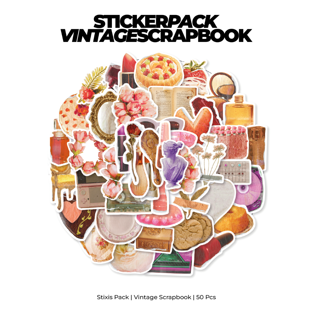 

[READY] STICKER PACK | VINTAGE SCRAPBOOK | 50 PCS | KISSCUT | WATERPROFF | STIXIS.MARKET