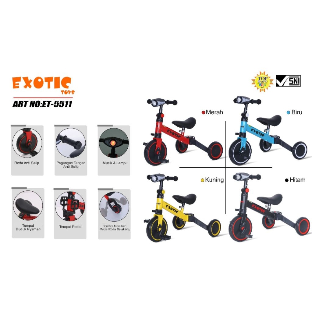 Push Bike ET 5511 Balance Bike Exotic untuk keseimbangan
