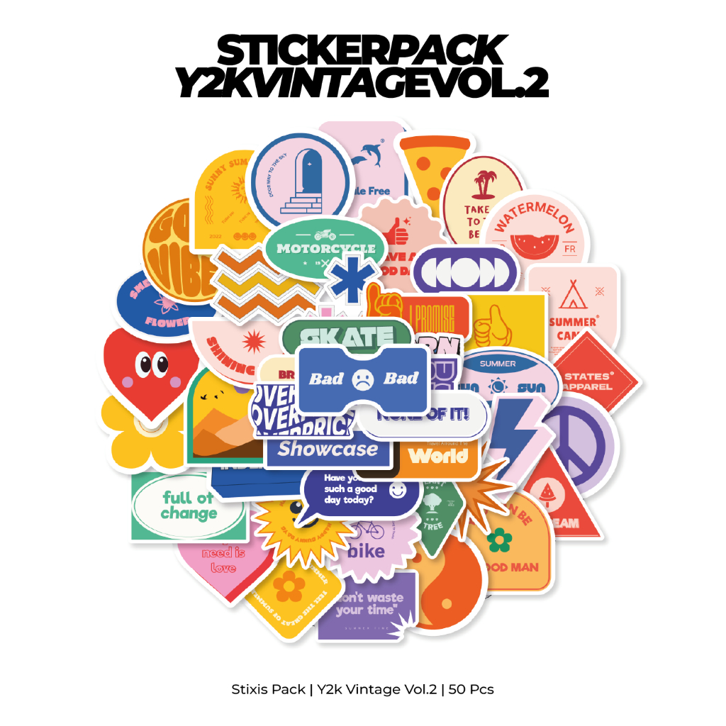 

[READY] STICKER PACK | Y2K VINTAGE VOL.2 | 50 PCS | KISSCUT | WATERPROFF | STIXIS.MARKET