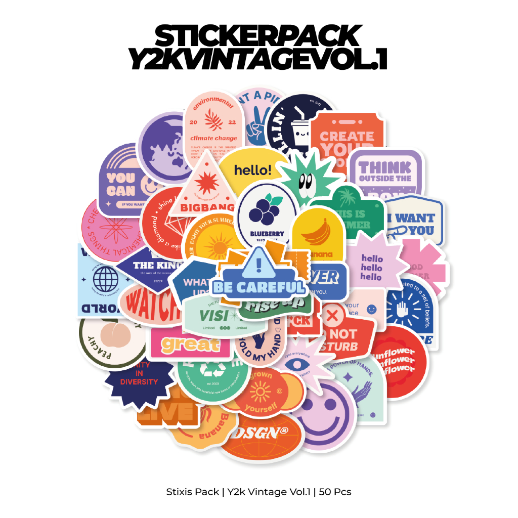 

[READY] STICKER PACK | Y2K VINTAGE VOL.1 | 50 PCS | KISSCUT | WATERPROFF | STIXIS.MARKET