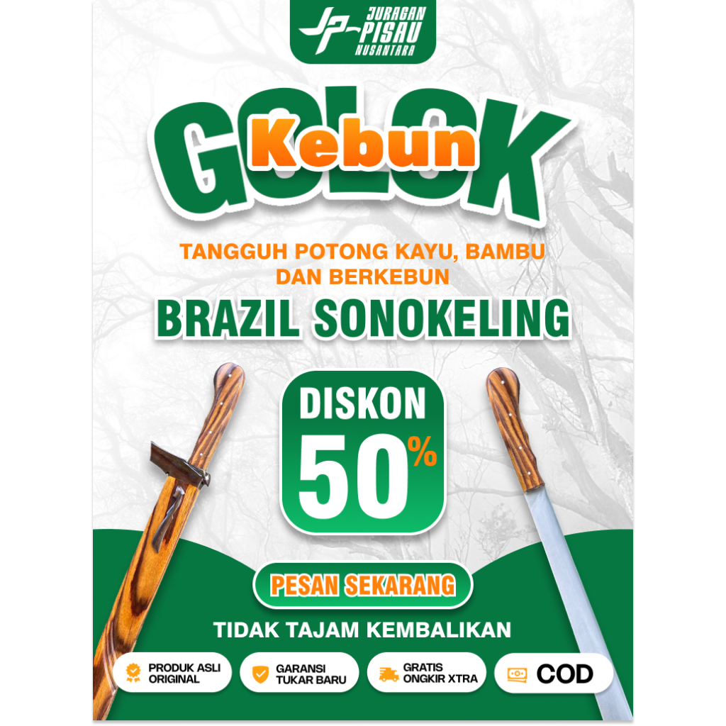 Golok Brazil Tramontina Panjang 50 cm  | Golok Kebun Berkebun Baja Sup9 | Juragan Pisau Nusantara