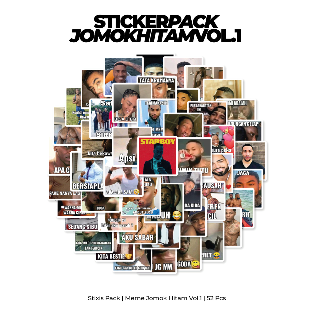 

[READY] STICKER PACK | JOMOK HITAM | 52 PCS | KISSCUT | WATERPROFF | STIXIS.MARKET