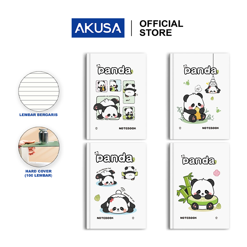 

AKUSA Hard Cover Book A5 Note Book Buku Catatan Journal Book Planner Kertas Tebal Tidak Tembus Panda Edition HCB002