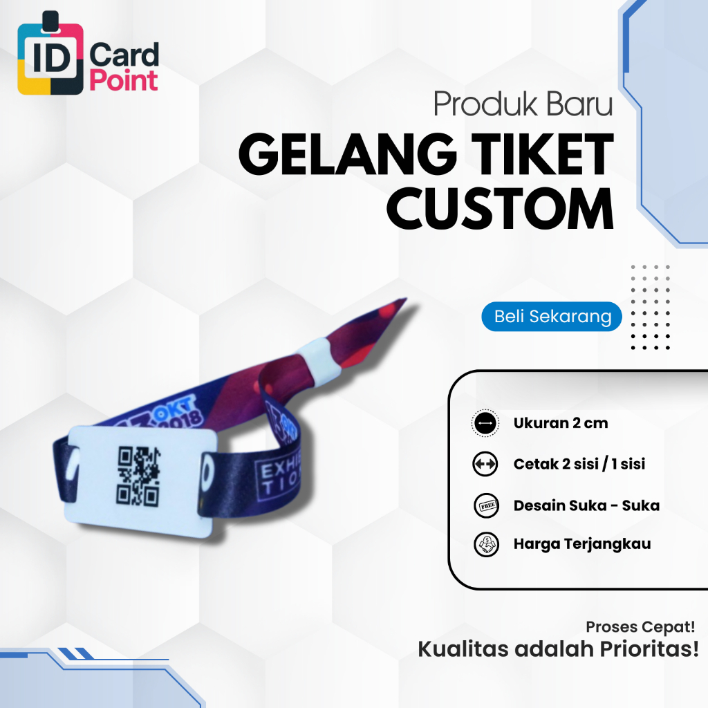 

Wristband Event Custom/Gelang Tiket Custom Bahan Tali Tisu Untuk Konser,Seminar,Launching