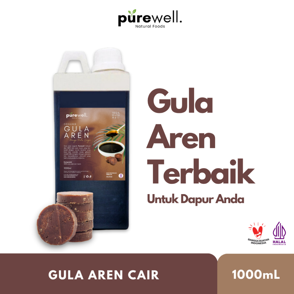 

Purewell Gula Aren Cair Organik Premium 1L - Organic Arenga Palm Sugar Syrup 1000ml