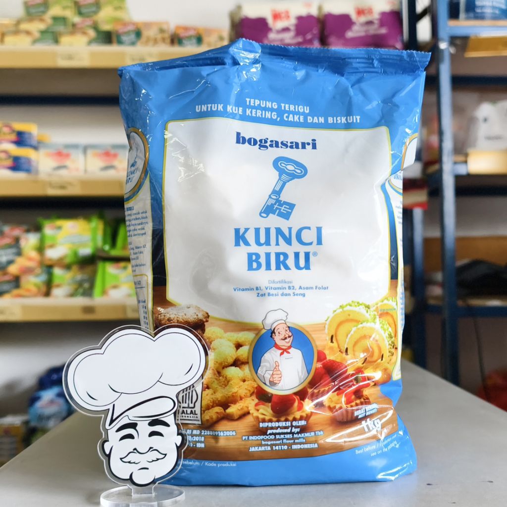 

Tepung Kunci Biru 1Kg / Tepung Protein Rendah Kunci Biru 1Kg