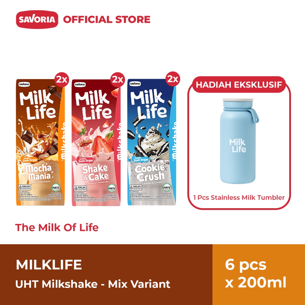 

MilkLife UHT Milkshake Mix Variant 6 Pcs x 200ml + Milk Tumbler