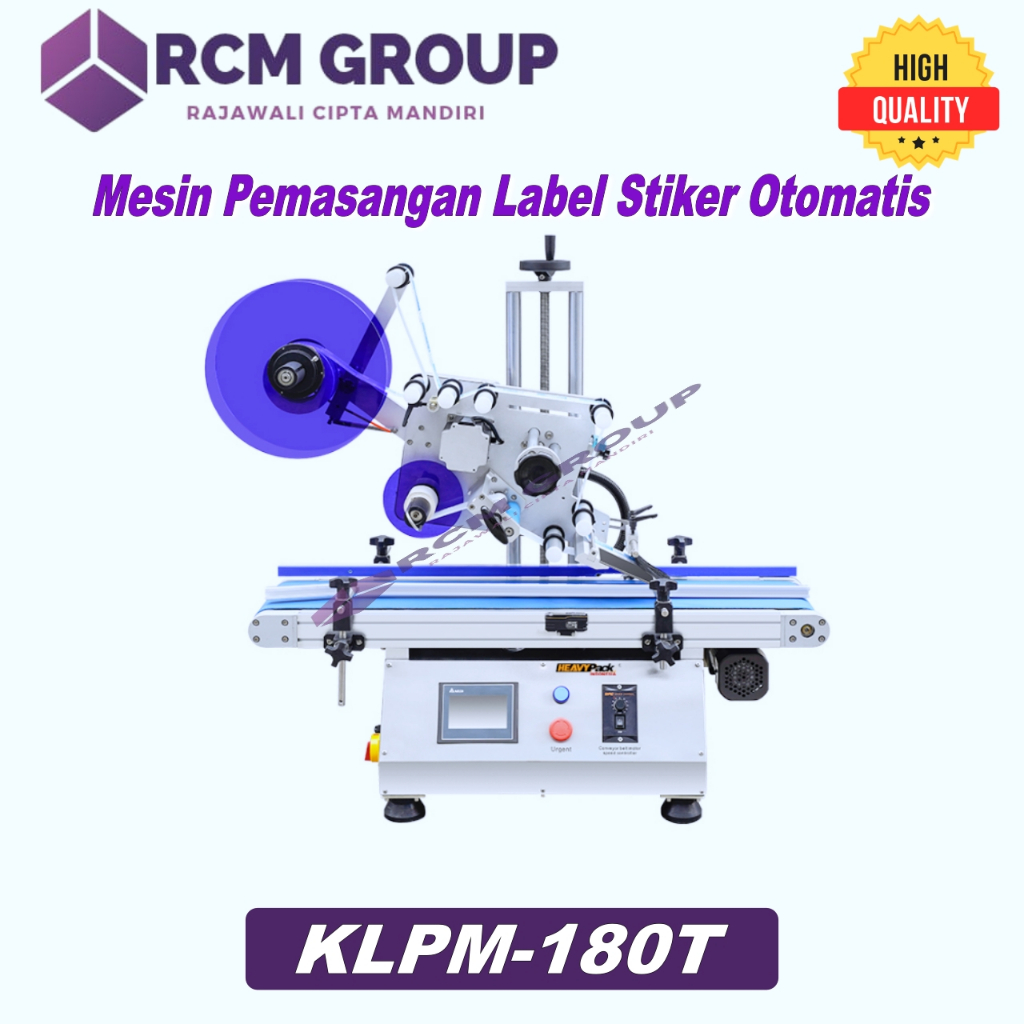 Mesin Pemasangan Label Stiker Botol Flat Datar Top Up Labeling Machine KLPM-180T HeavyPack
