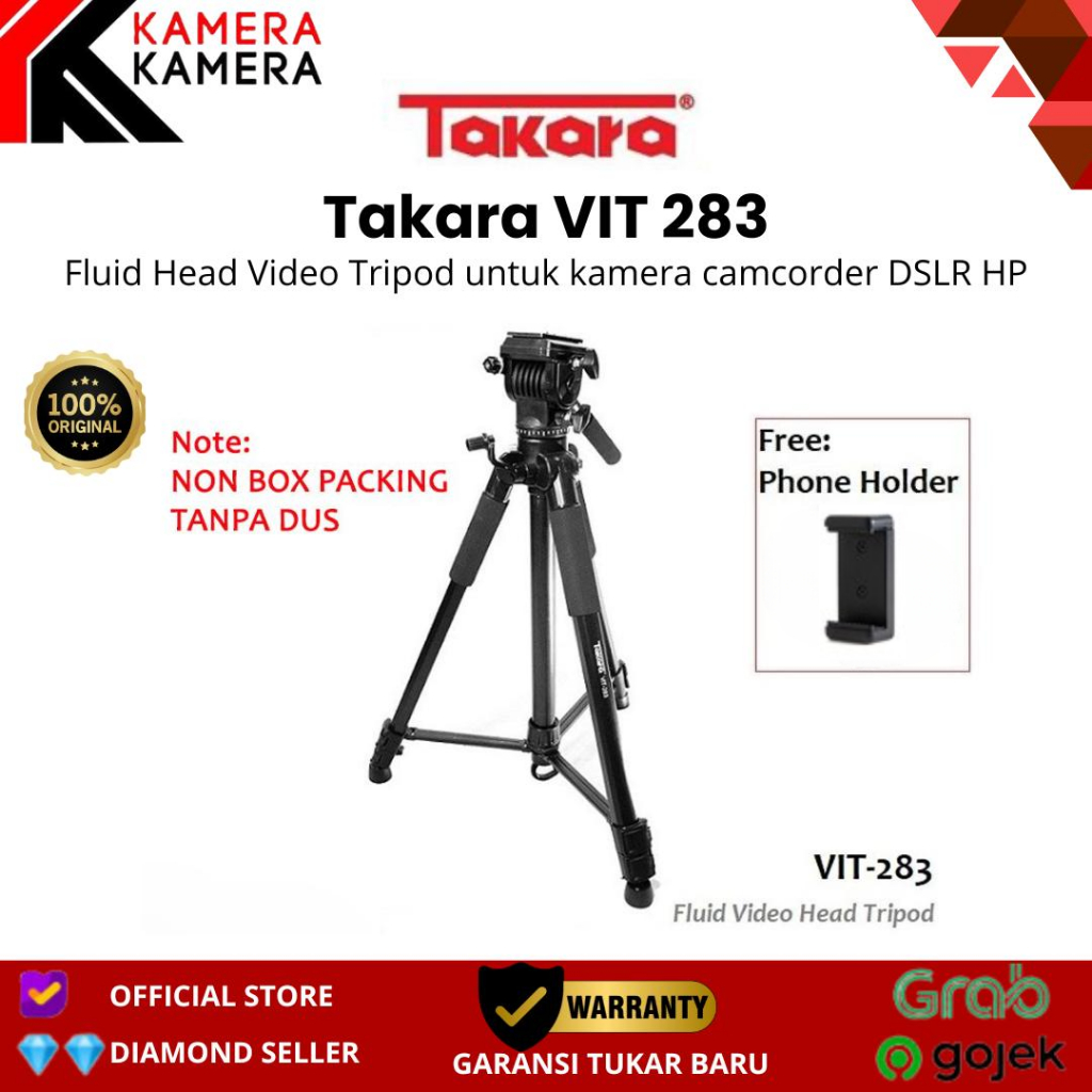 Tripod kamera Dslr Takara VIT-283 Video Tripod + tripod bag + Holder U ATTanta MPHB