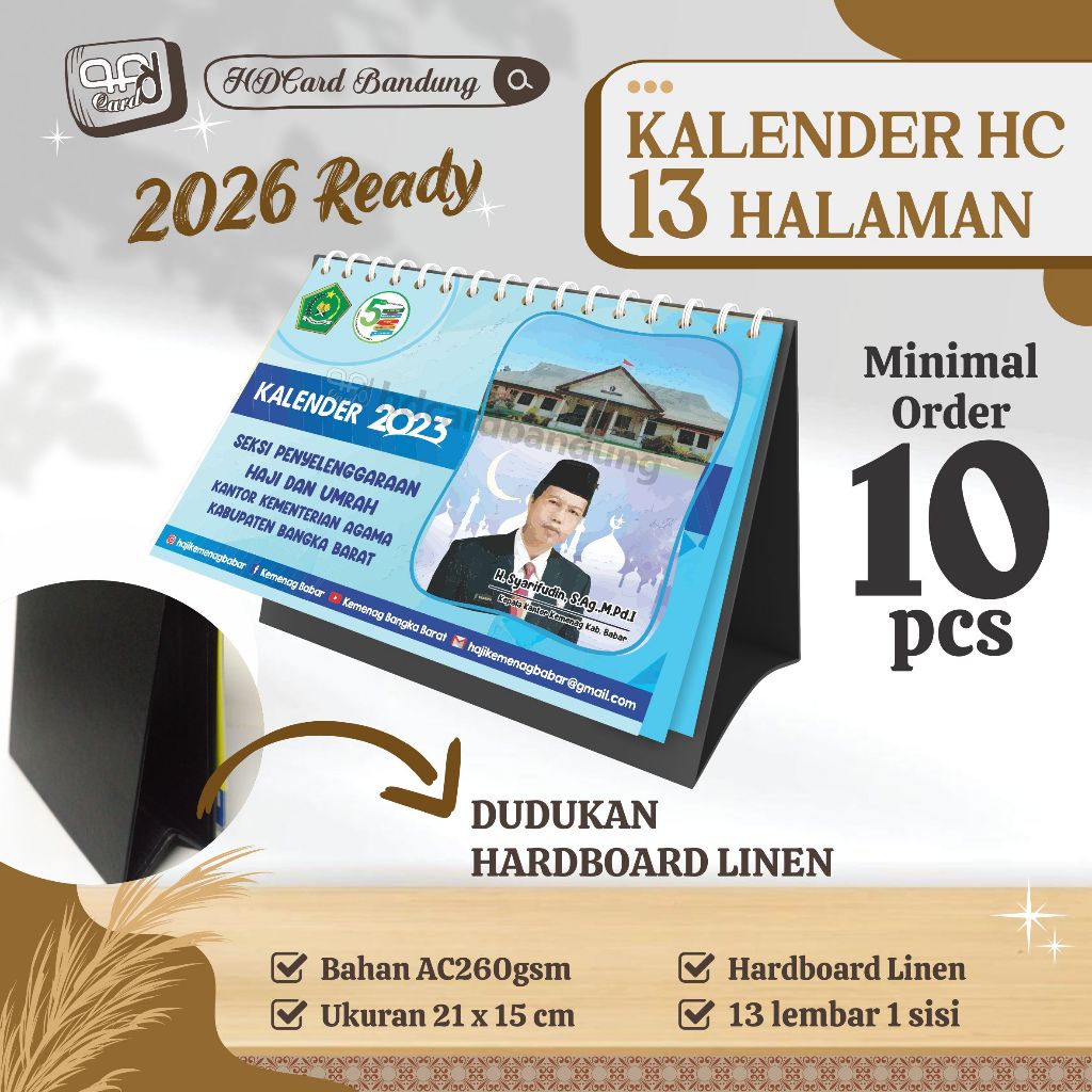 

[13 Halaman] Kalender Meja Hardboard 13 Lembar Cetak 1 Muka Kalender HC