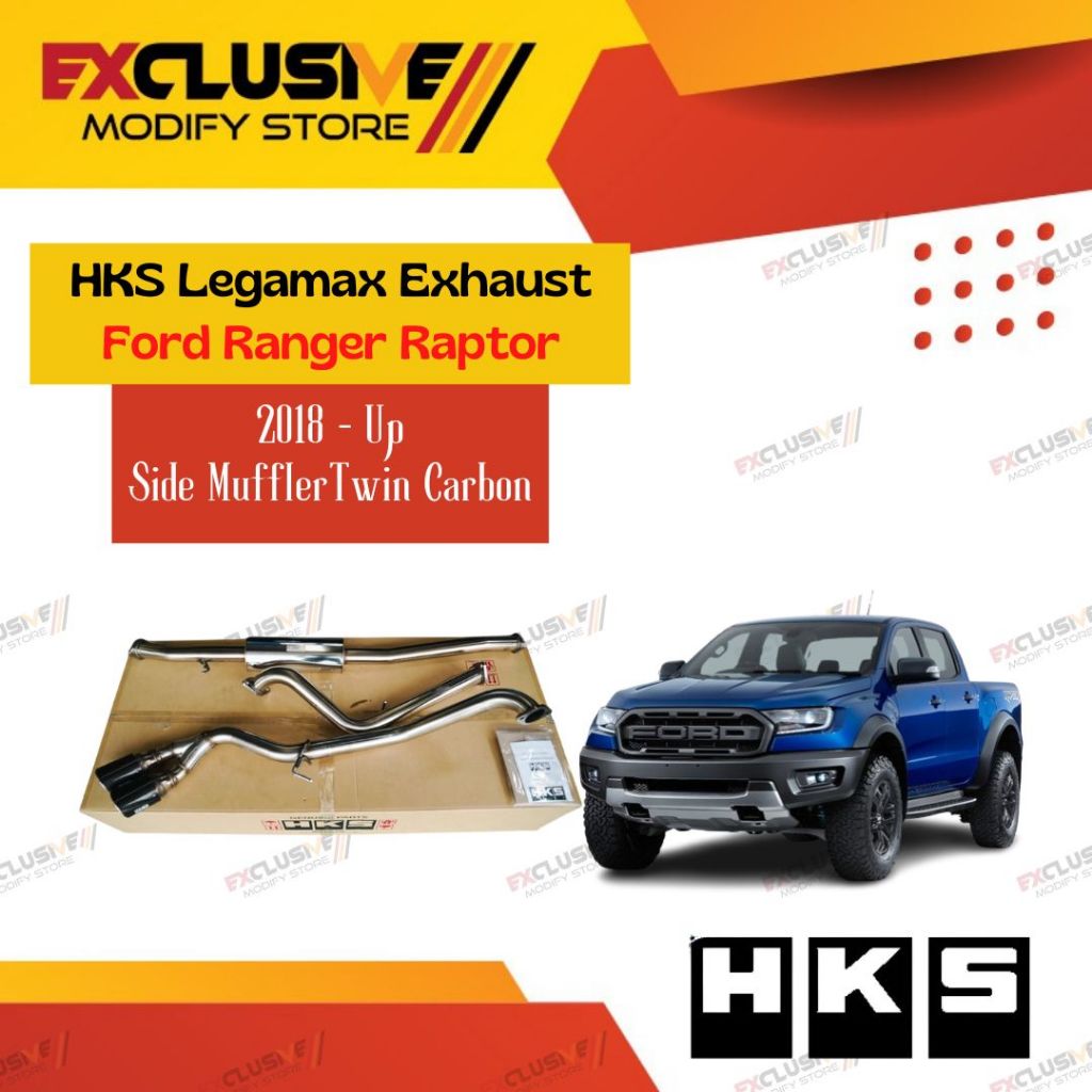 FORD RANGER RAPTOR (2018 - UP) HKS EXHAUST SIDE MUFFLER TWIN CARBON FIBER TAIL DOUBLE EXIT - LEGAMAX