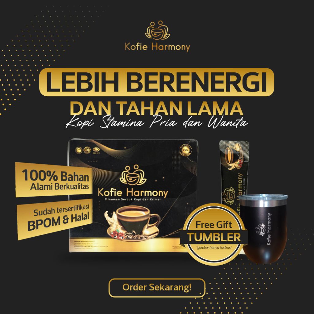 

Kofie Harmony Original kopinya keluarga harmonis 1 box isi 10 sachet Kopi untuk Suami Istri Nikmati Momen Santai Berdua