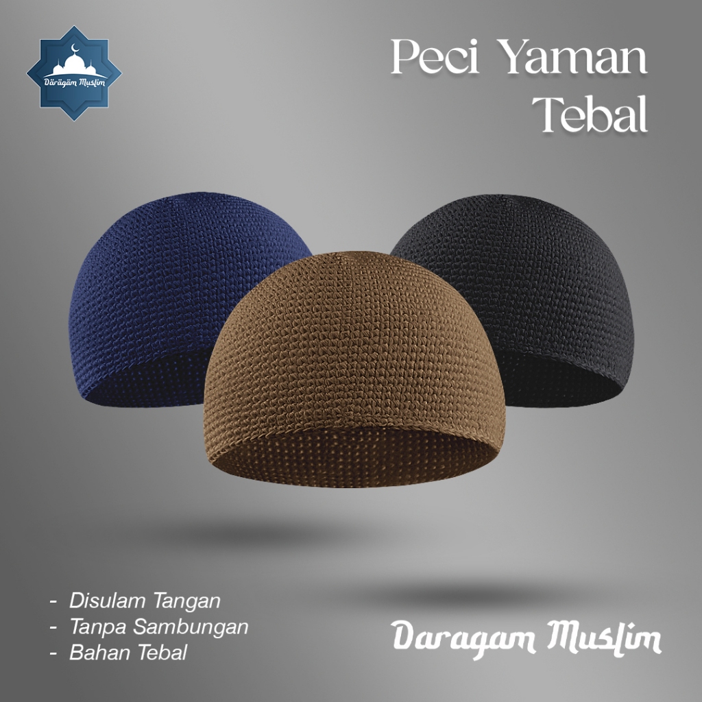 Peci Rajut Yaman Polos - Yaman Polos - Peci Rajut Tangan Yaman