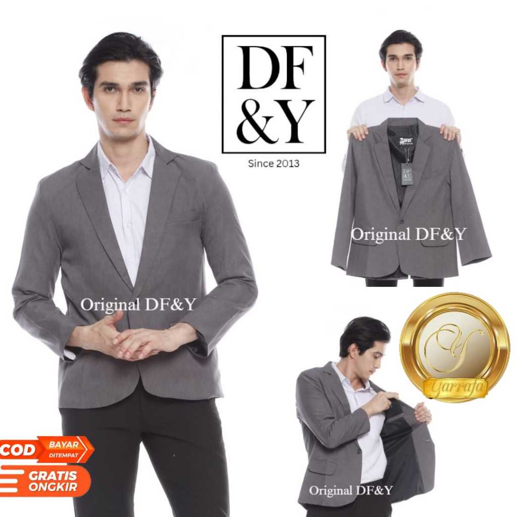 YARRAFA Jas Blazer Pria Abu Standard DF&Y / Blazer Abu Polos / Blezer Almamater / Blazer Korea Slimf