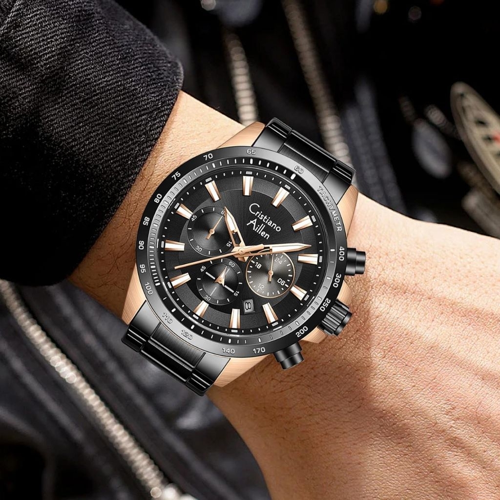BUY 1 GET 1JAM TANGAN PRIA ORIGINAL CRISTIANO AILLEN CHRONO AKTIF SEMUA 8891