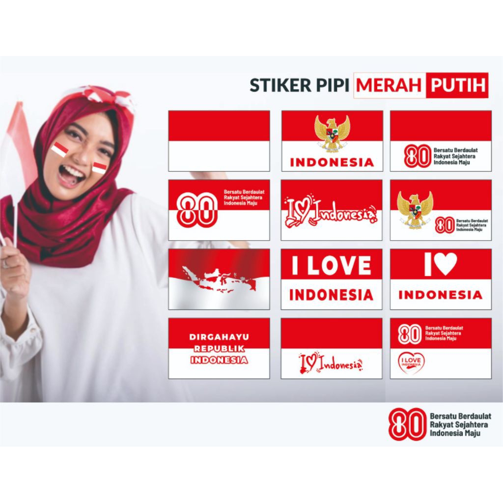 

Stiker Bendera Pipi Merah Putih, Stiker Pipi HUT80 Indonesia